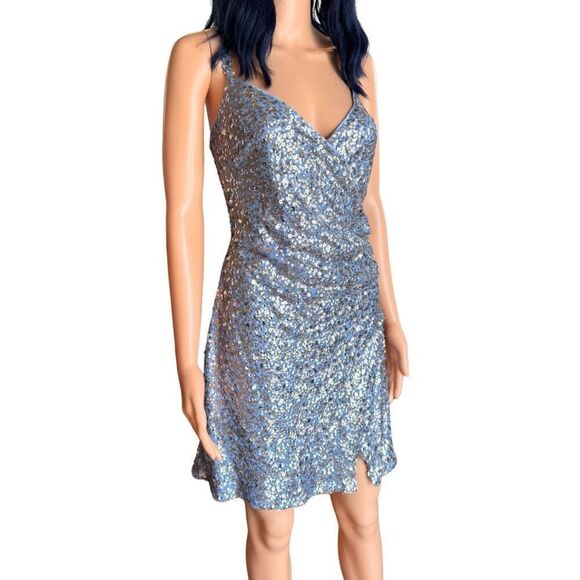 NWT 1.STATE Women’s Sequined V Neck Sleeveless Mini Dress - Picture 5 of 8